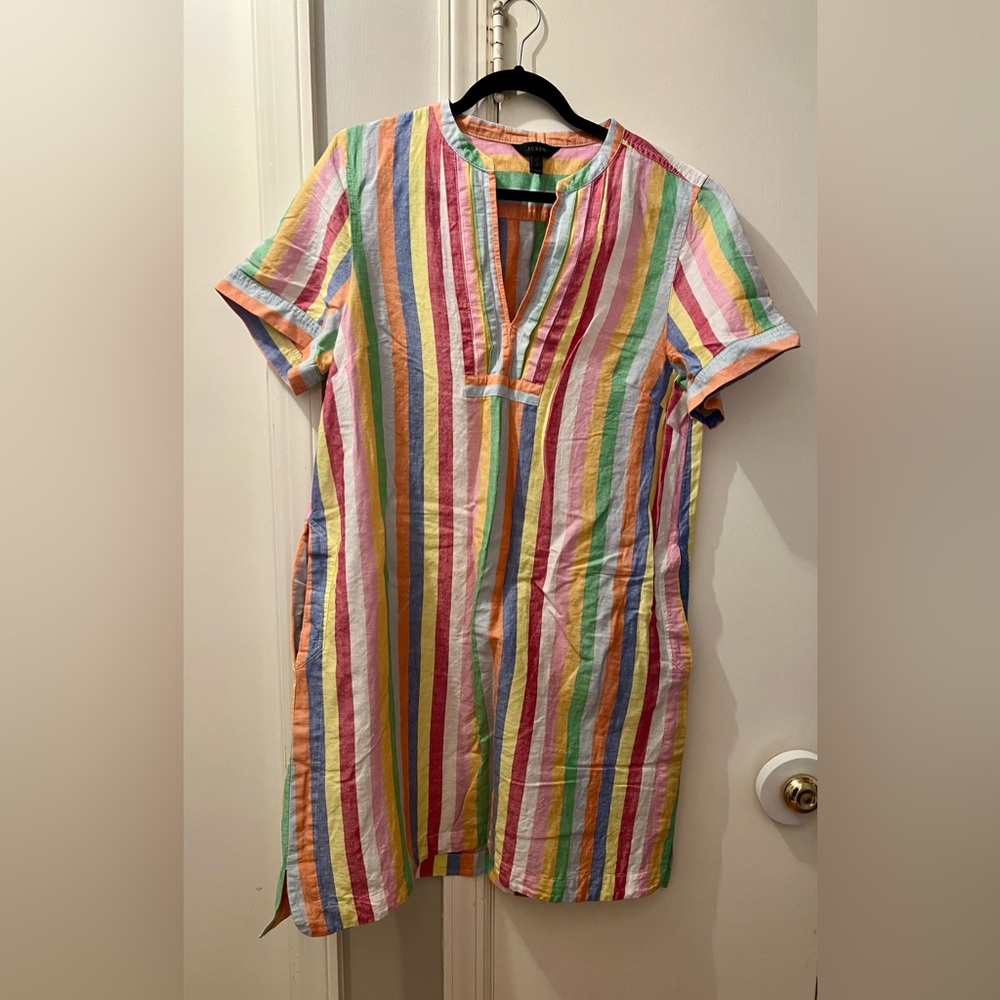 J. Crew Striped Linen Dress - L